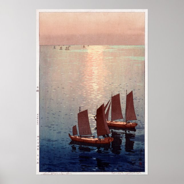 光る海, Glittering Sea, Hiroshi Yoshida, Woodcut Poster (Front)