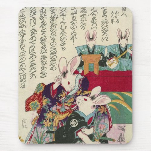 兎の歌舞伎役者 芳藤 Actors of Rabbit Yoshifuji Ukiyo_e Mouse Pad
