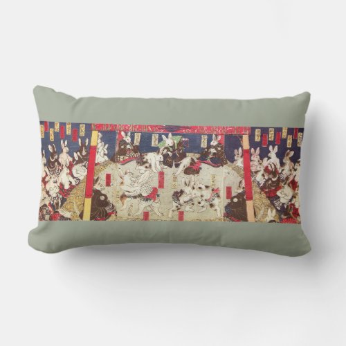 兎の相撲 芳藤 Sumo Rabbits Yoshifuji Ukiyo_e Lumbar Pillow