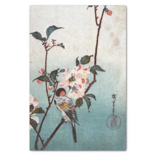 八重桜に鳥 広重 Cherry Blossom  Bird Hiroshige Ukiyoe Tissue Paper