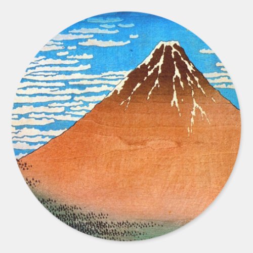 凱風快晴赤富士 北斎 Red Mount Fuji Hokusai Ukiyo_e Classic Round Sticker