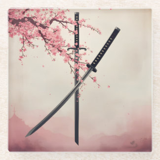 「刀と散華(Katana to Sange)」 Glass Coaster