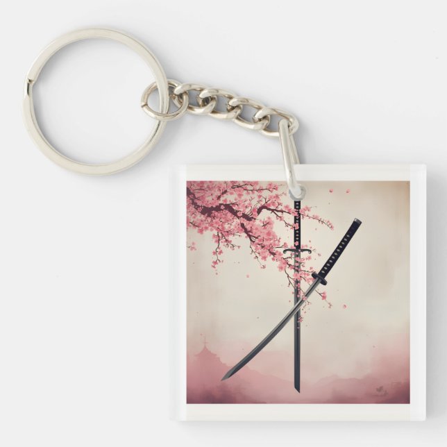 「刀と散華（Katana to Sange）」 Keychain (Front)