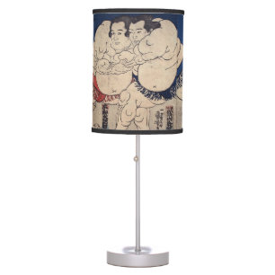 力士, 国芳 Sumo Wrestler, Kuniyoshi, Ukiyo-e Table Lamp