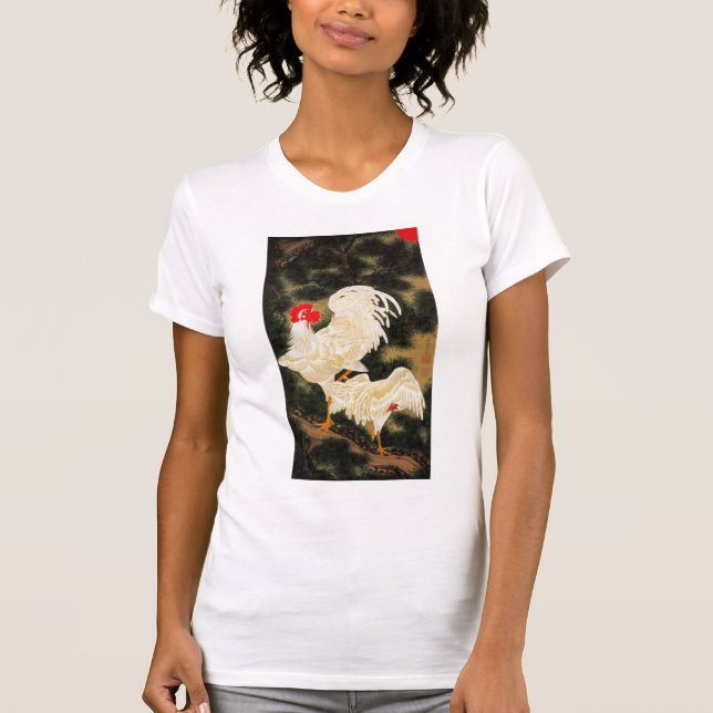 動植綵絵(11)老松白鶏図, 伊藤若冲 T-Shirt (Front)