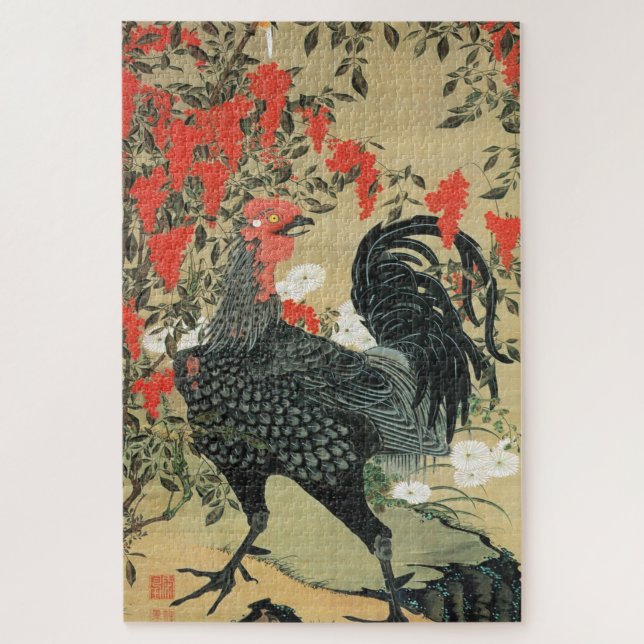 動植綵絵(14)南天雄鶏図, 伊藤若冲 JIGSAW PUZZLE (Vertical)