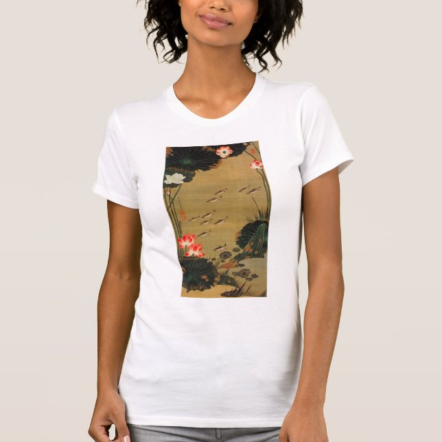 動植綵絵(17)蓮池遊魚図, 伊藤若冲 T-Shirt (Front)