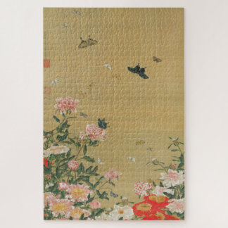 動植綵絵(1)芍薬群蝶図,伊藤若冲 JIGSAW PUZZLE