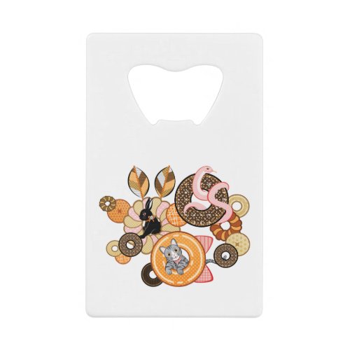 動物とドーナッツ（リメイク）／Animal and doughnut (Remake) Credit Card Bottle Opener