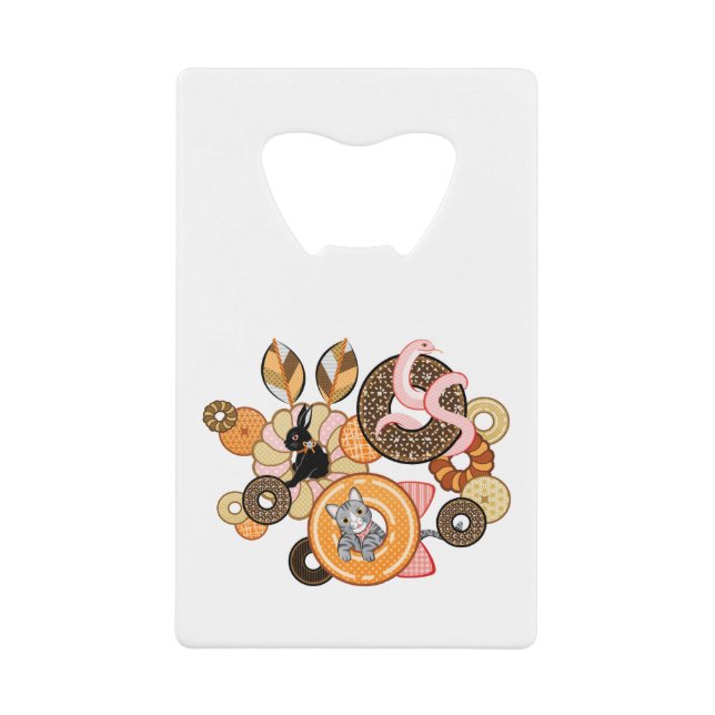 動物とドーナッツ（リメイク）／Animal and doughnut (Remake) Credit Card Bottle Opener (Front)