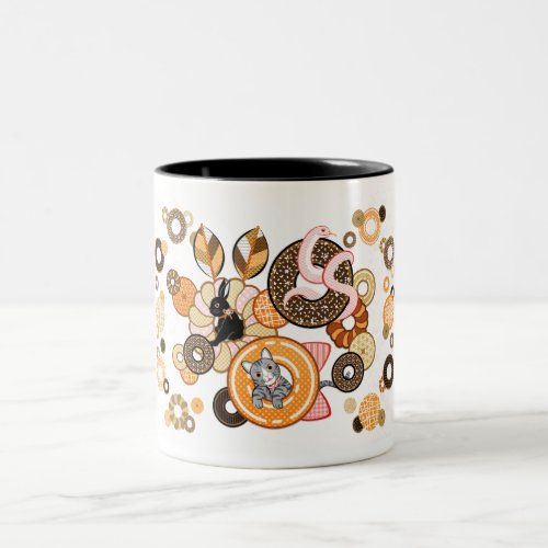 動物とドーナッツ（リメイク）／Animal and doughnut (Remake) Two-Tone Coffee Mug
