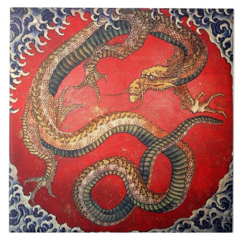 北斎の龍 北斎 Hokusai Dragon Hokusai Art Ceramic Tile