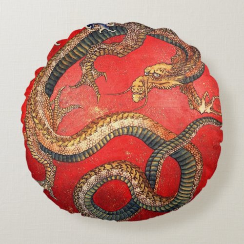 北斎の龍 北斎 Hokusai Dragon Hokusai Japan Art Round Pillow