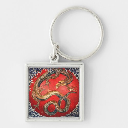 北斎の龍 北斎 Hokusai Dragon Hokusai Keychain