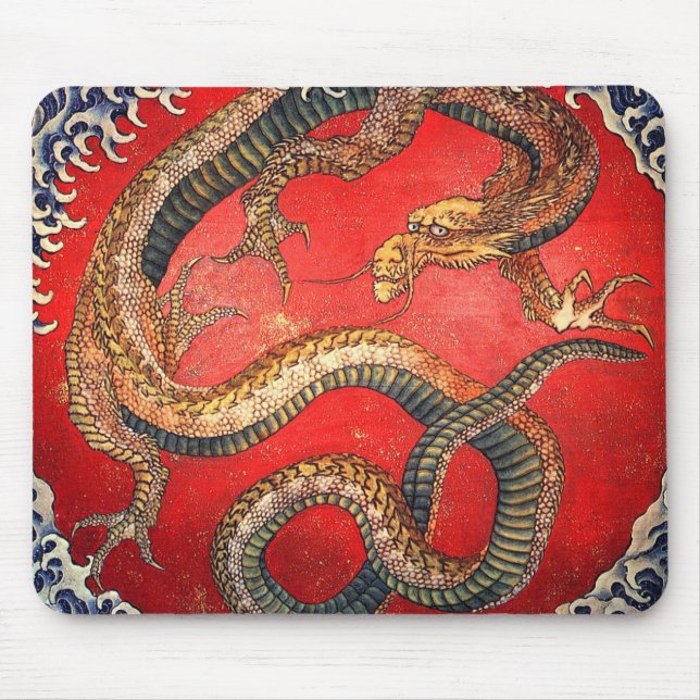 北斎の龍, 北斎 Hokusai Dragon, Hokusai, Ukiyoe Mouse Pad (Front)