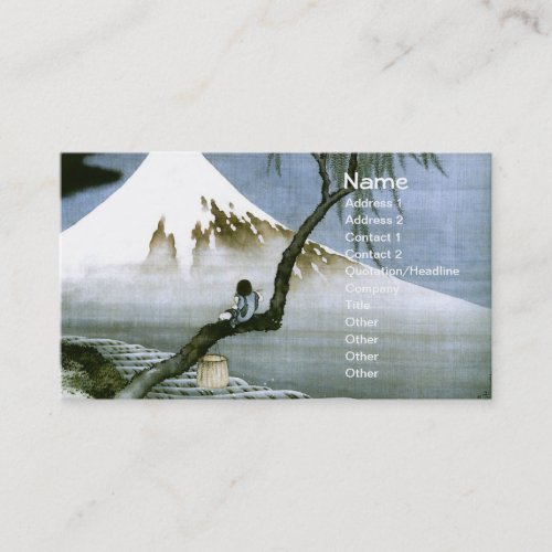 Hokusai Boy and Mt.Fuji Vintage Japanese Business Card Template