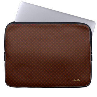 名前 カスタマイズ タータンチェック ダークブラウン ラップトップスリーブ LAPTOP SLEEVE