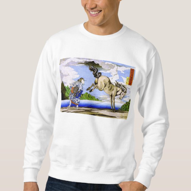 國芳 Woman & Horse Kuniyoshi Fine Art Sweatshirt (Front)