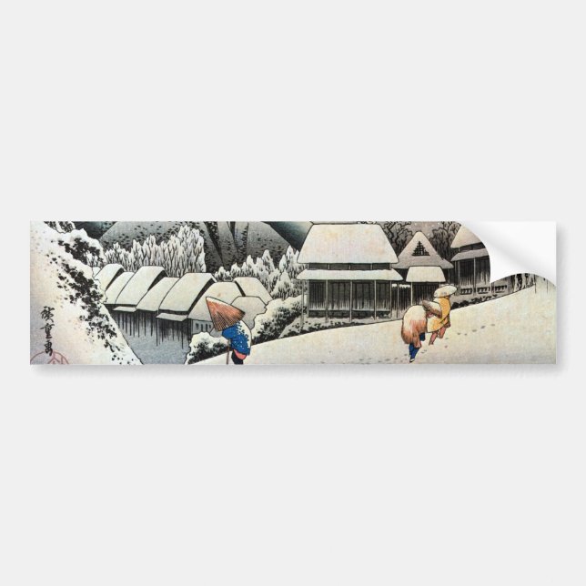夜の雪景色, 広重 Night Snow Scene, Hiroshige Bumper Sticker (Front)