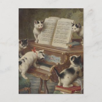 子猫とピアノ Postcard by sikinohana at Zazzle