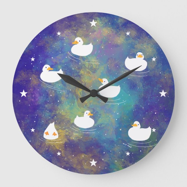 宇宙を泳ぐアヒル LARGE CLOCK (Front)