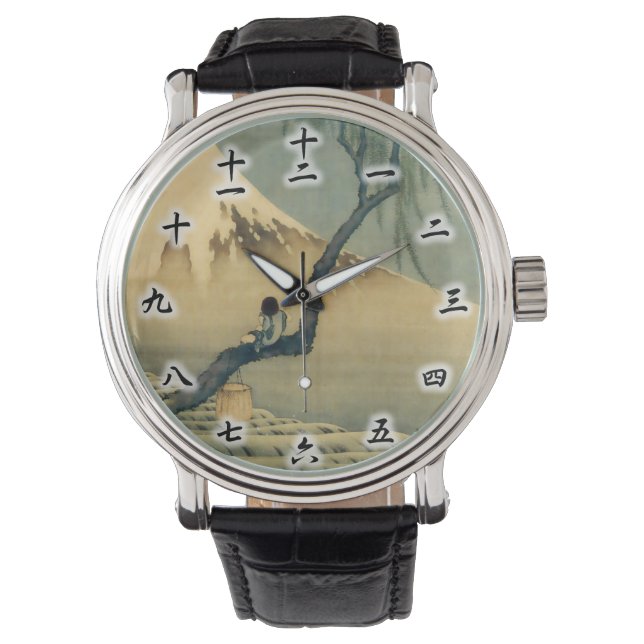 富士と少年, 北斎 Mount Fuji and Boy, Hokusai, Ukiyo-e Watch (Front)