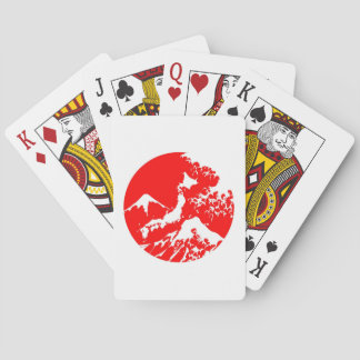 富士山 Mount Fuji Japan Red Print Artistic Poker Cards