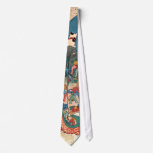 少女と猫, 国芳 Girl with Cat, Kuniyoshi, Ukiyo-e Neck Tie