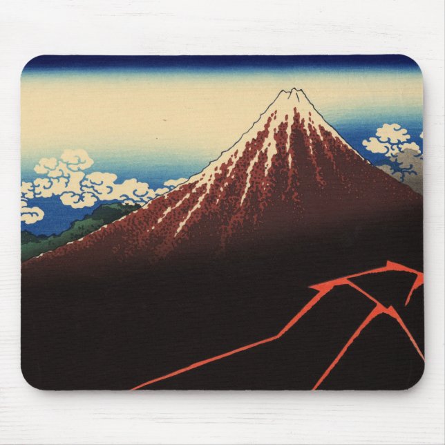 山下白雨, 北斎 Thunder and Mount Fuji, Hokusai, Ukiyo-e Mouse Pad (Front)