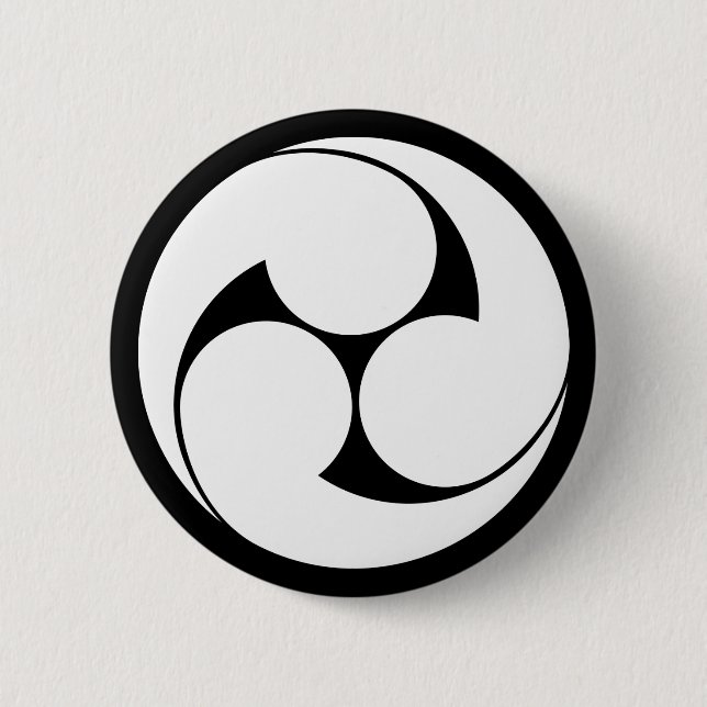 左三つ巴（地抜き） BUTTON (Front)