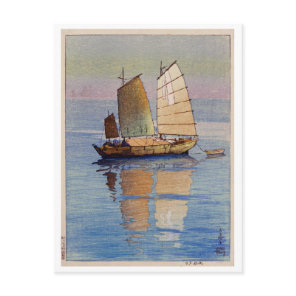 帆船夕日, Sailing Boats Evening Glow, Hiroshi Yoshida Postcard