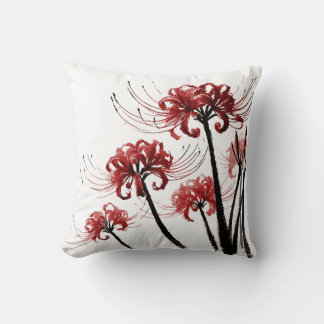 彼岸花( red spider lily ) throw pillow