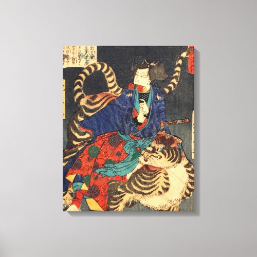 忍者と虎 芳年 Ninja Hero  Tiger Yoshitoshi Ukiyo_e Canvas Print