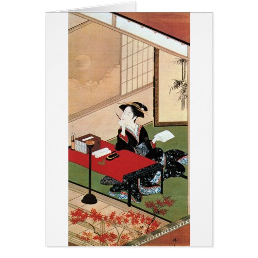 手紙を書く女, 春章 Woman Writing a Letter, Shunsho (Front)