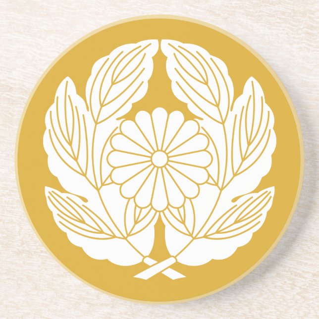 抱き菊の葉に菊 COASTER (Front)