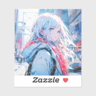振り返り銀髪美人 | 東京娘 GenerativeAI Seal Sticker