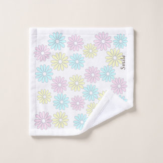 文字　カスタマイズ　花　パステル WASH CLOTH