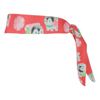 日本の伝統的着物生地（犬張子）ヘッドバンド TIE HEADBAND