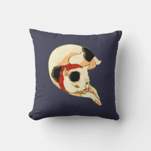 日本猫, 国芳 Japanese Cat, Kuniyoshi, Ukiyo-e Throw Pillow