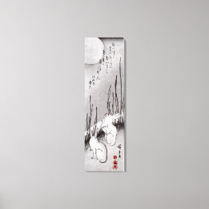 月に兎, 広重 Moon and Rabbits, Hiroshige, Ukiyo-e Canvas Print