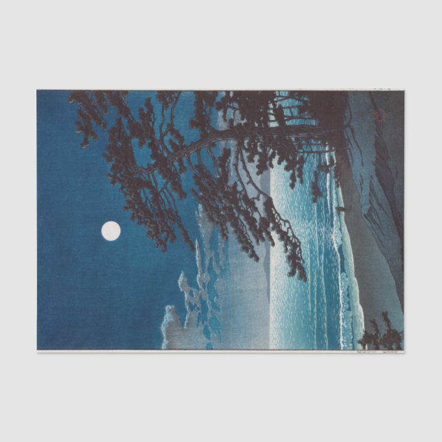 月の二宮海岸, 川瀬巴水 Moon at Ninomiya Beach, Hasui Kawase Tissue Paper (Front)