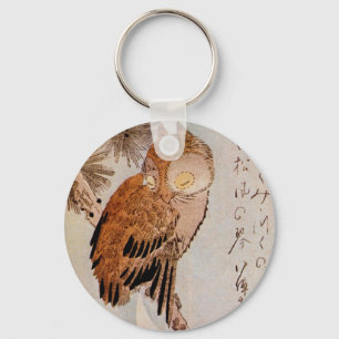 月夜のみみずく, 広重 Moonlight Owl, Hiroshige, Ukiyo-e Keychain