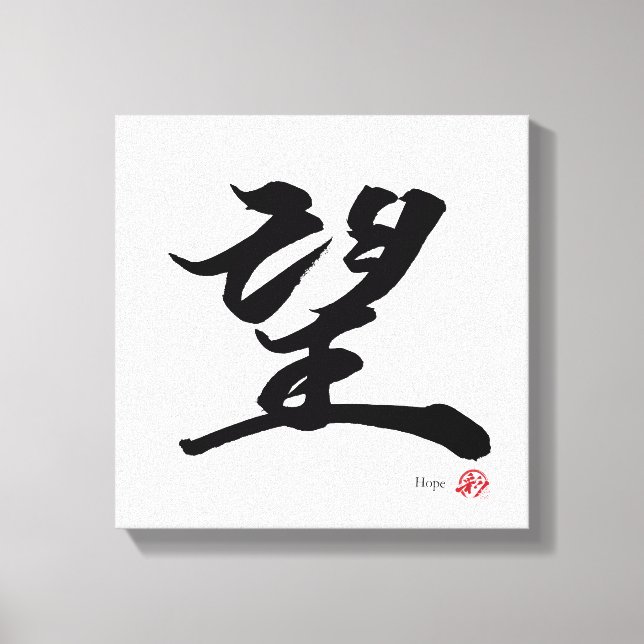 望 Hope Japanese Calligraphy Canvas Print (Front)