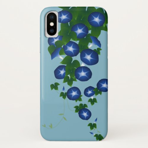 朝顔 浅縹 Asagao Asahanada Morning glory Blue iPhone XS Case