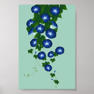 朝顔, 青磁色, Asagao, Morning glory, shallow green Poster