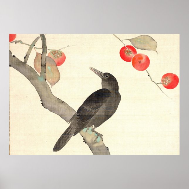 柿に烏, 抱一 Persimmon and Crow, Hōitsu Poster (Front)