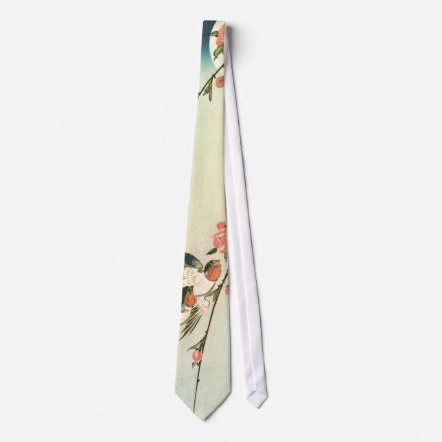 桃の花に燕, 広重 Peach Blossom and Swallow, Hiroshige Neck Tie (Front)