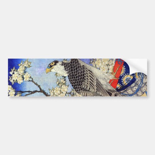 桜にハヤブサ Falcon  Cherry Blossoms Hokusai Ukiyo_e Bumper Sticker