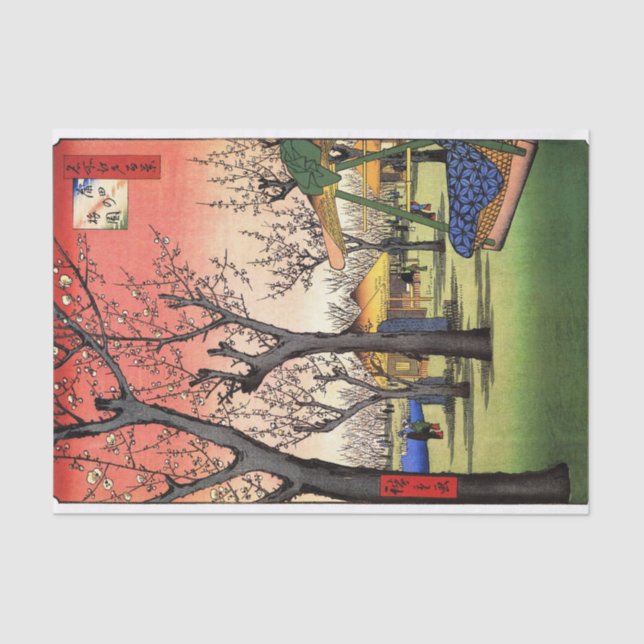 梅の庭園, 広重 Garden of The Plum, Hiroshige Ukiyoe Tissue Paper (Front)