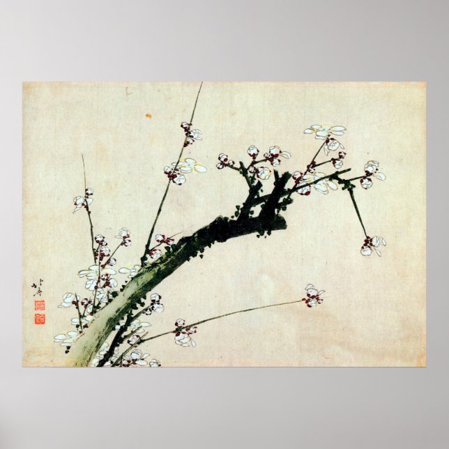 梅花, 北斎 Plum Blossoms, Hokusai, Ukiyo-e Poster (Front)